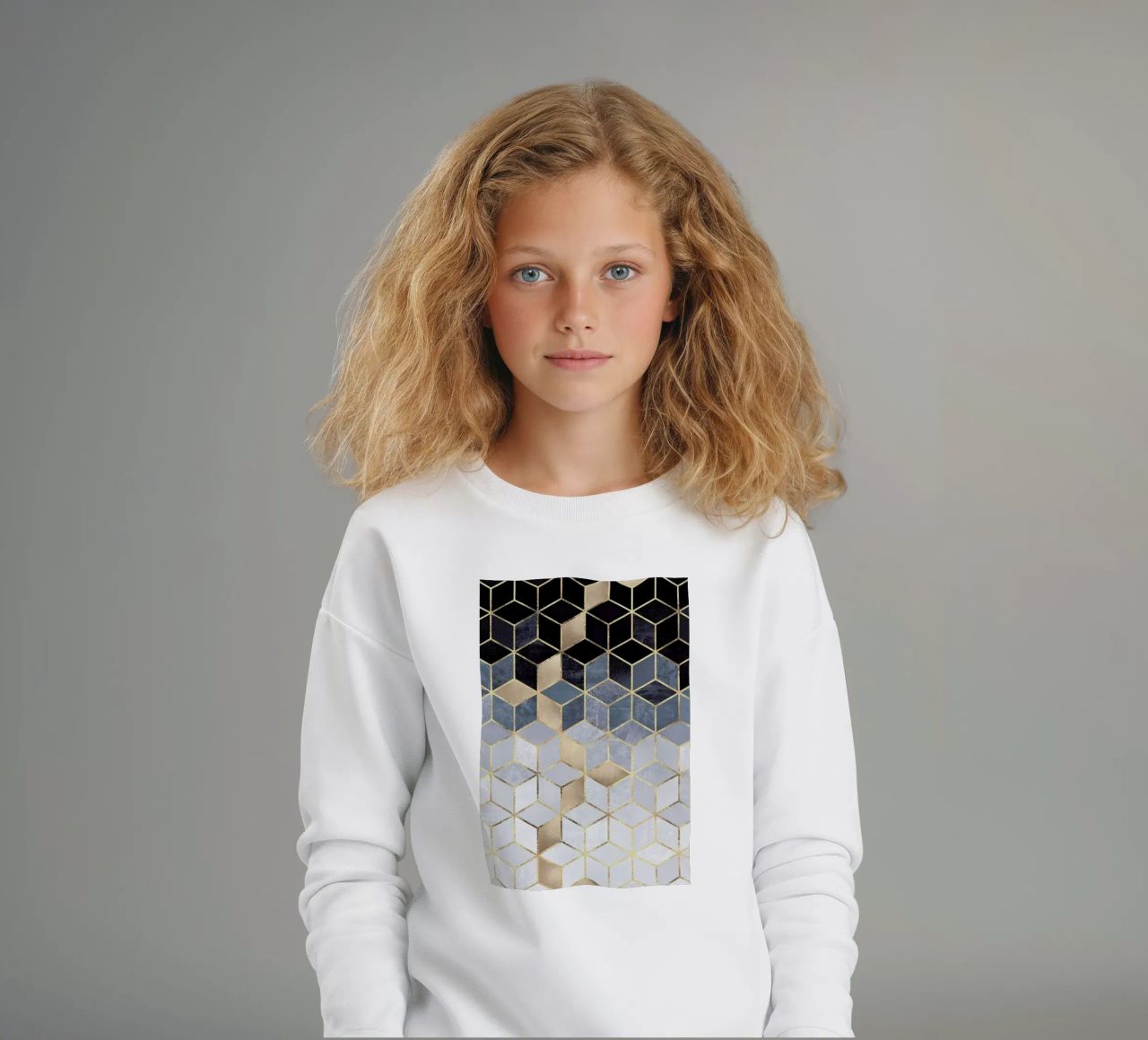 Soft Blue Gradient Cubes felpa bambino da Elisabeth Fredriksson