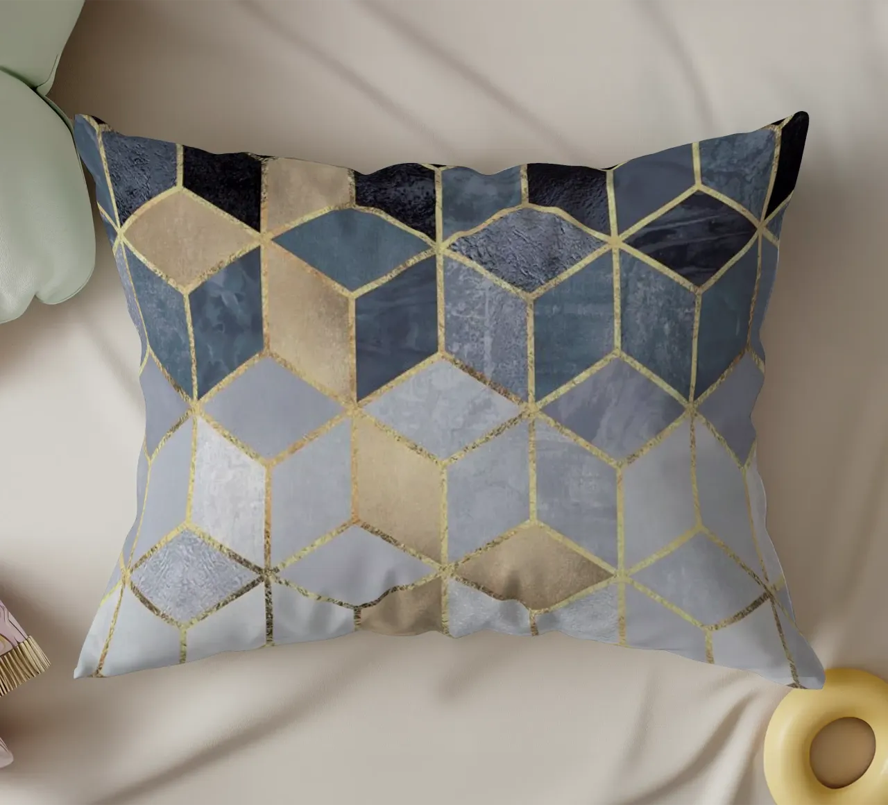 Soft Blue Gradient Cubes cojín de Elisabeth Fredriksson