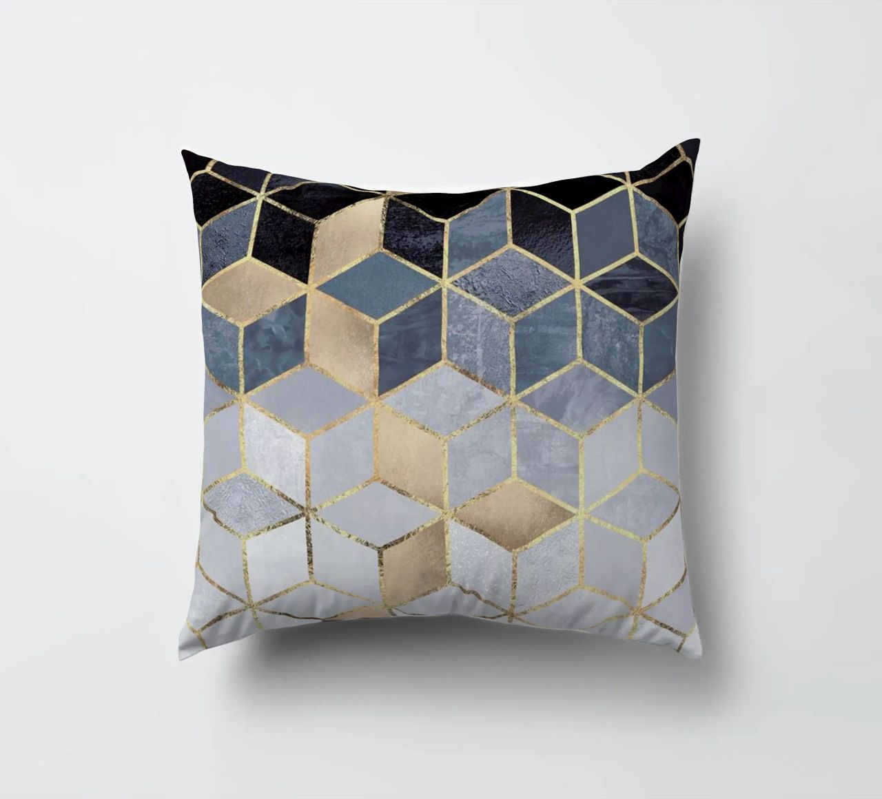 Soft Blue Gradient Cubes cuscino da Elisabeth Fredriksson