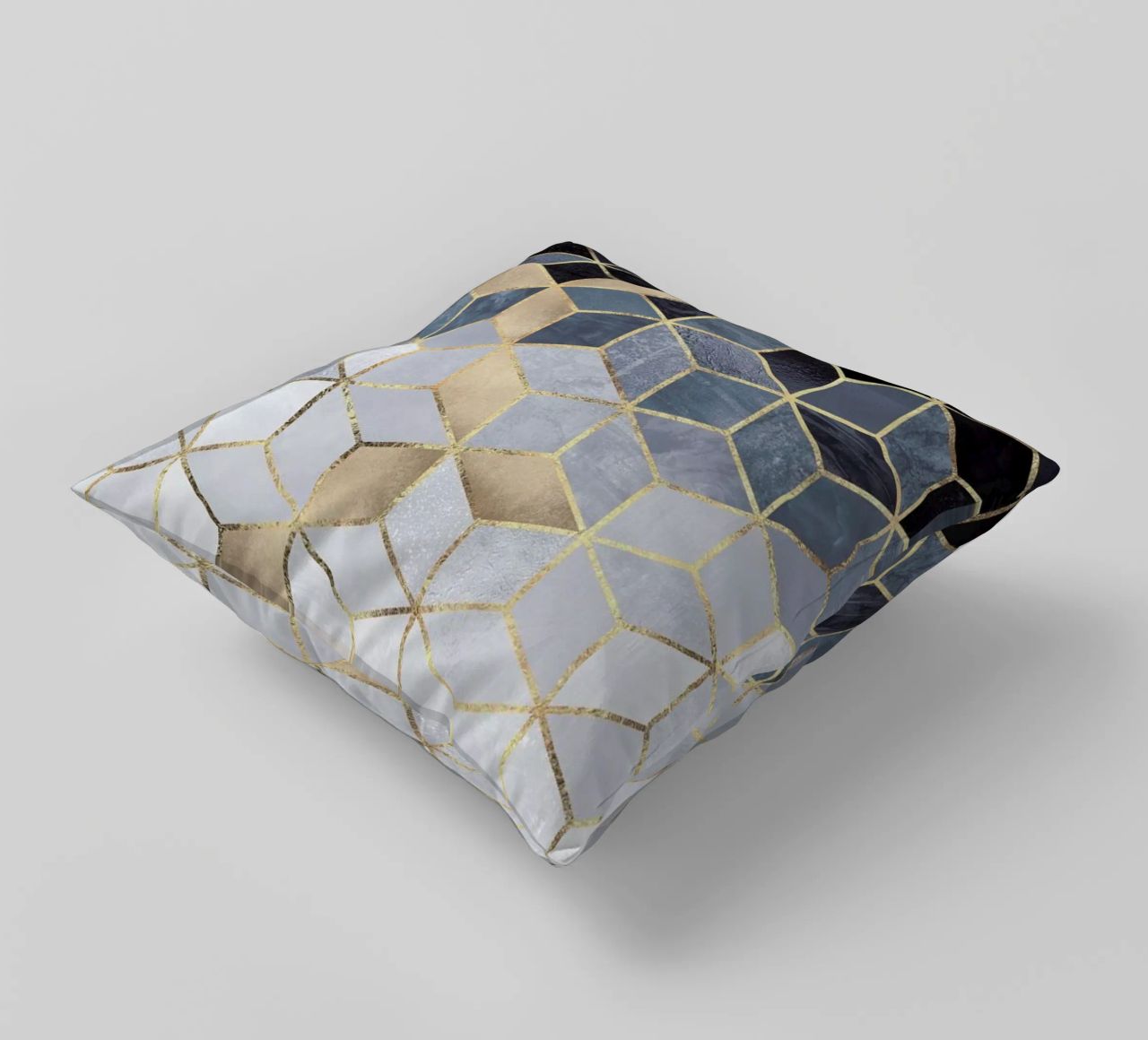 Soft Blue Gradient Cubes cuscino da Elisabeth Fredriksson
