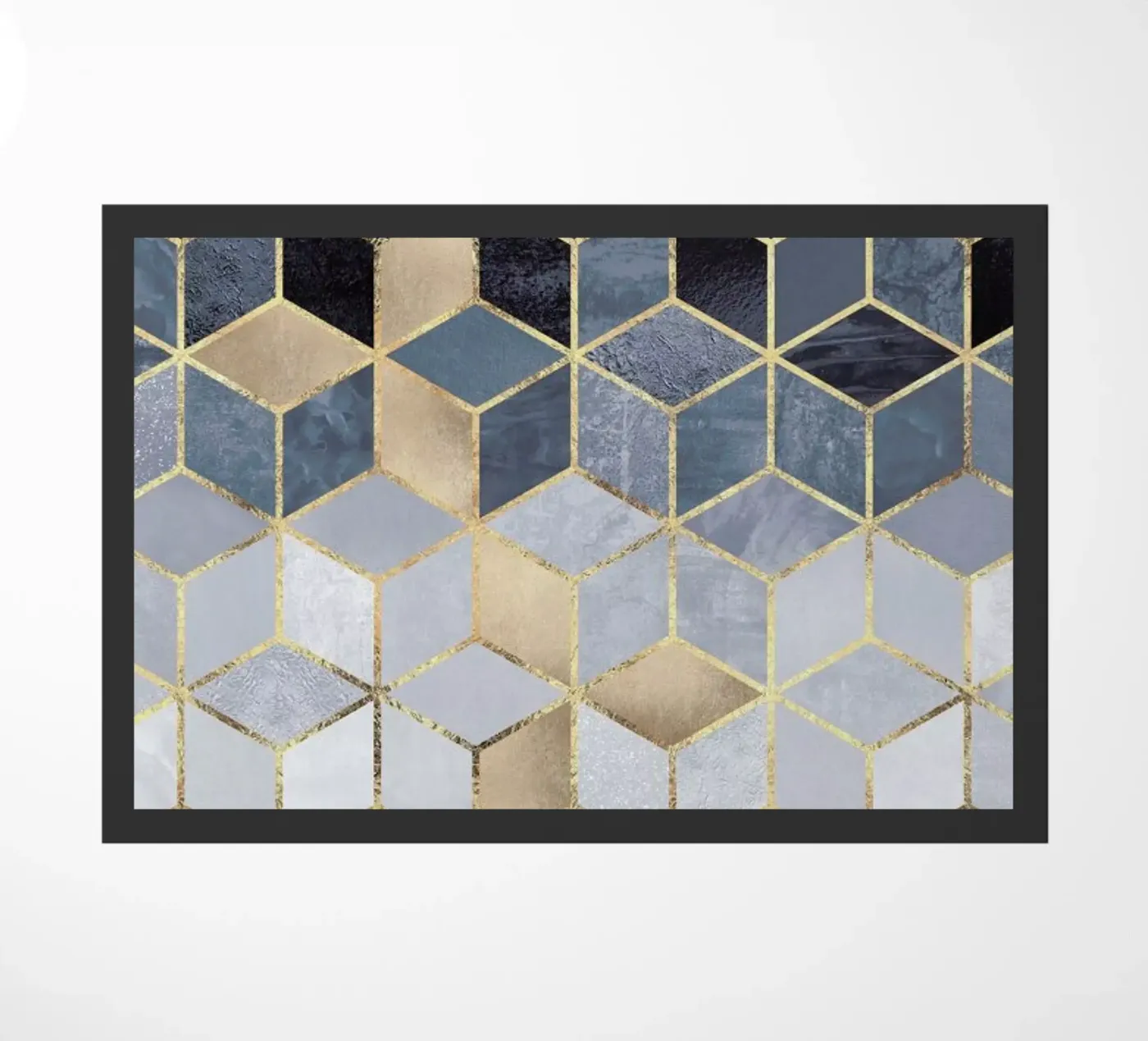 Soft Blue Gradient Cubes deurmat van Elisabeth Fredriksson