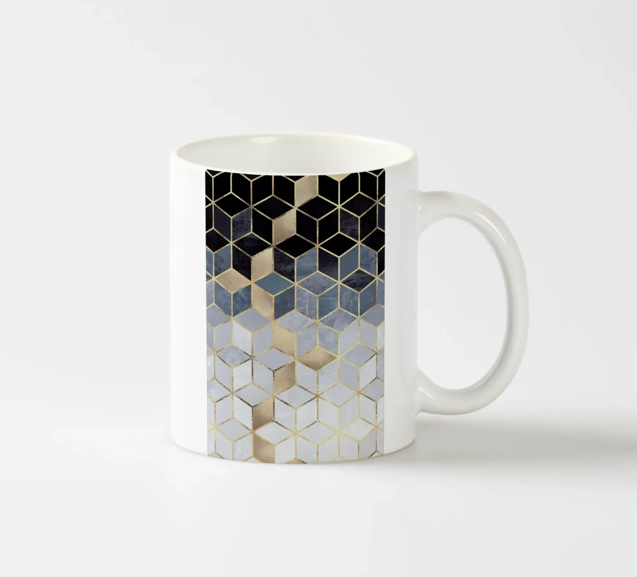 Soft Blue Gradient Cubes keramische mok van Elisabeth Fredriksson