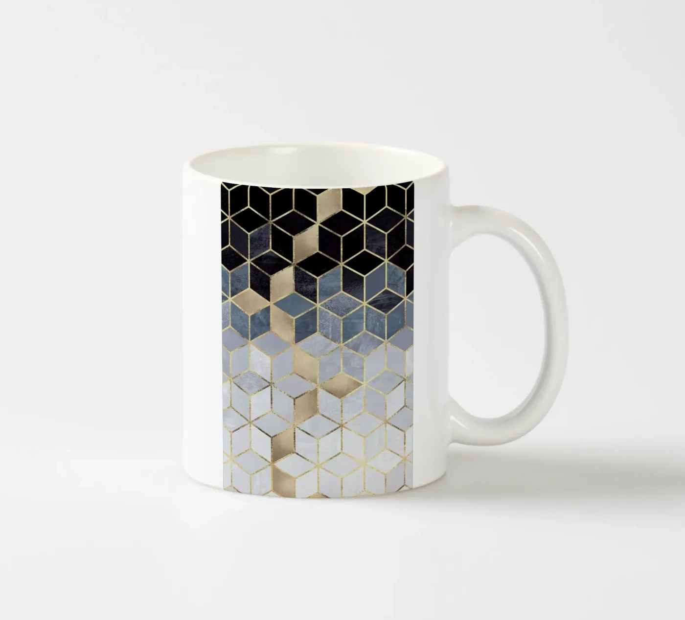 Soft Blue Gradient Cubes ceramic mug by Elisabeth Fredriksson