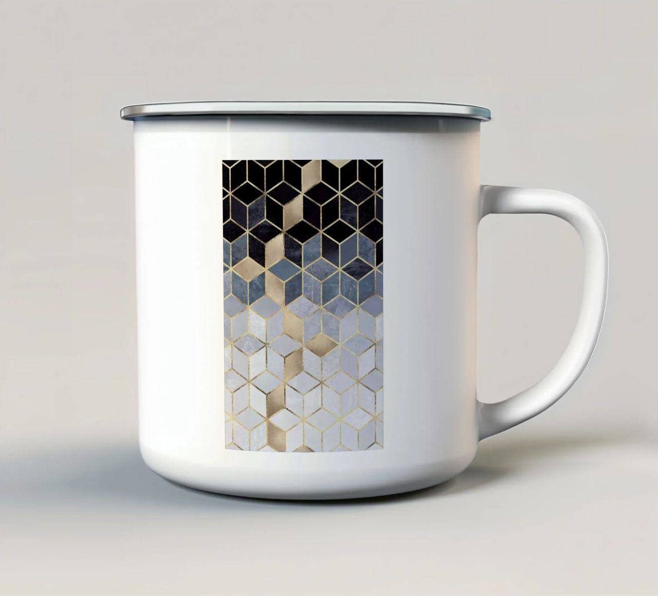 Soft Blue Gradient Cubes tazza in smalto da Elisabeth Fredriksson