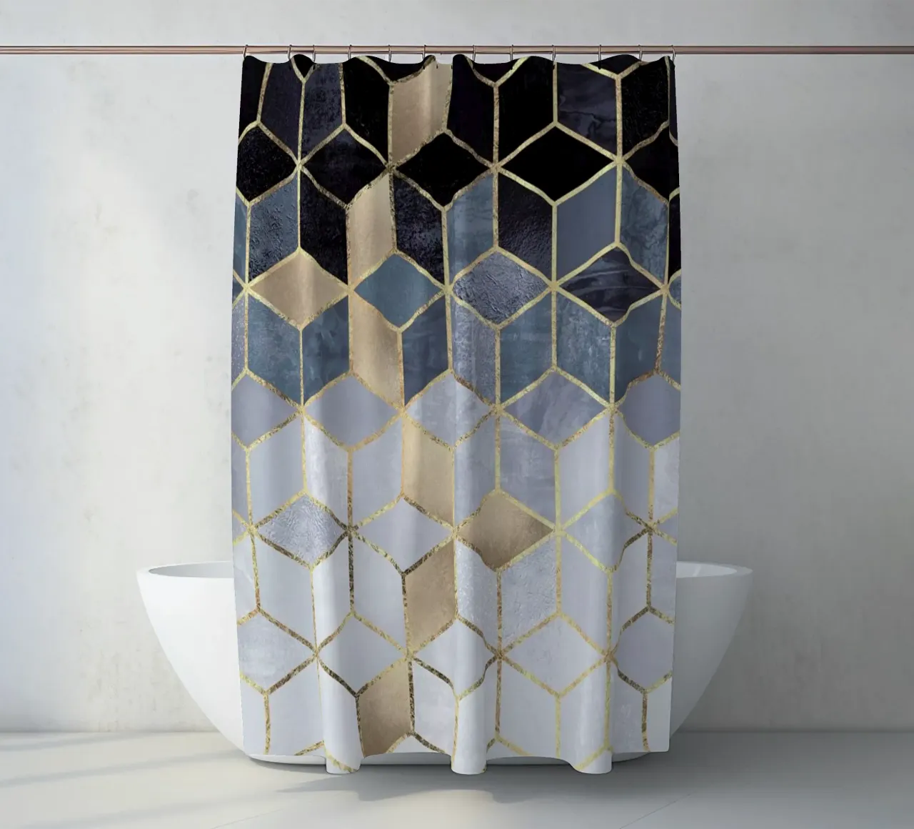 Soft Blue Gradient Cubes tenda da doccia da Elisabeth Fredriksson
