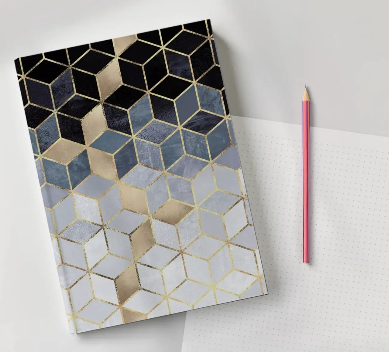 Soft Blue Gradient Cubes notebook by Elisabeth Fredriksson