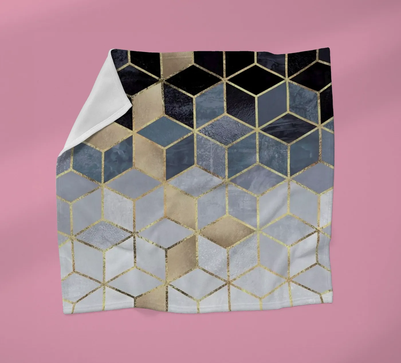 Soft Blue Gradient Cubes Fleecedecke von Elisabeth Fredriksson