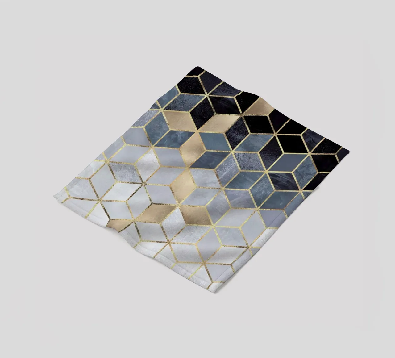 Soft Blue Gradient Cubes Fleecedecke von Elisabeth Fredriksson