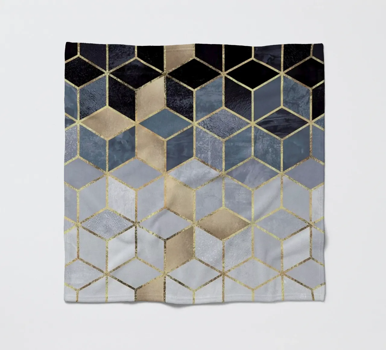 Soft Blue Gradient Cubes Fleecedecke von Elisabeth Fredriksson