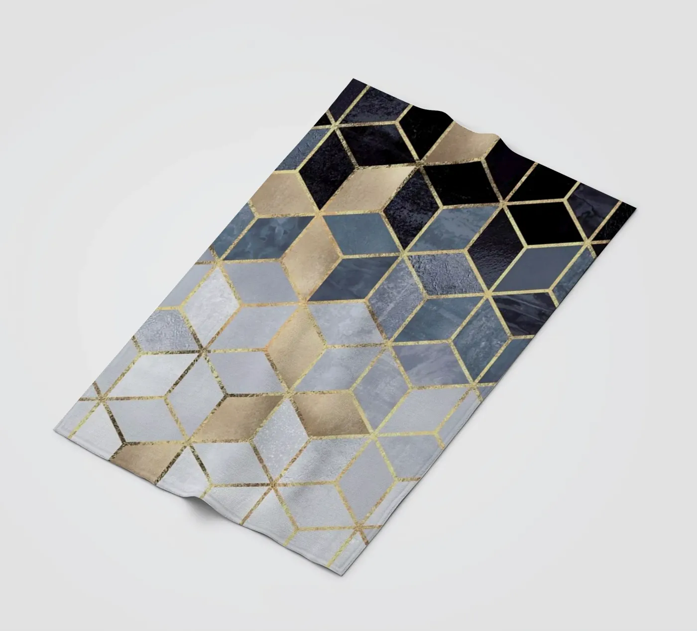 Soft Blue Gradient Cubes Fleecedecke von Elisabeth Fredriksson