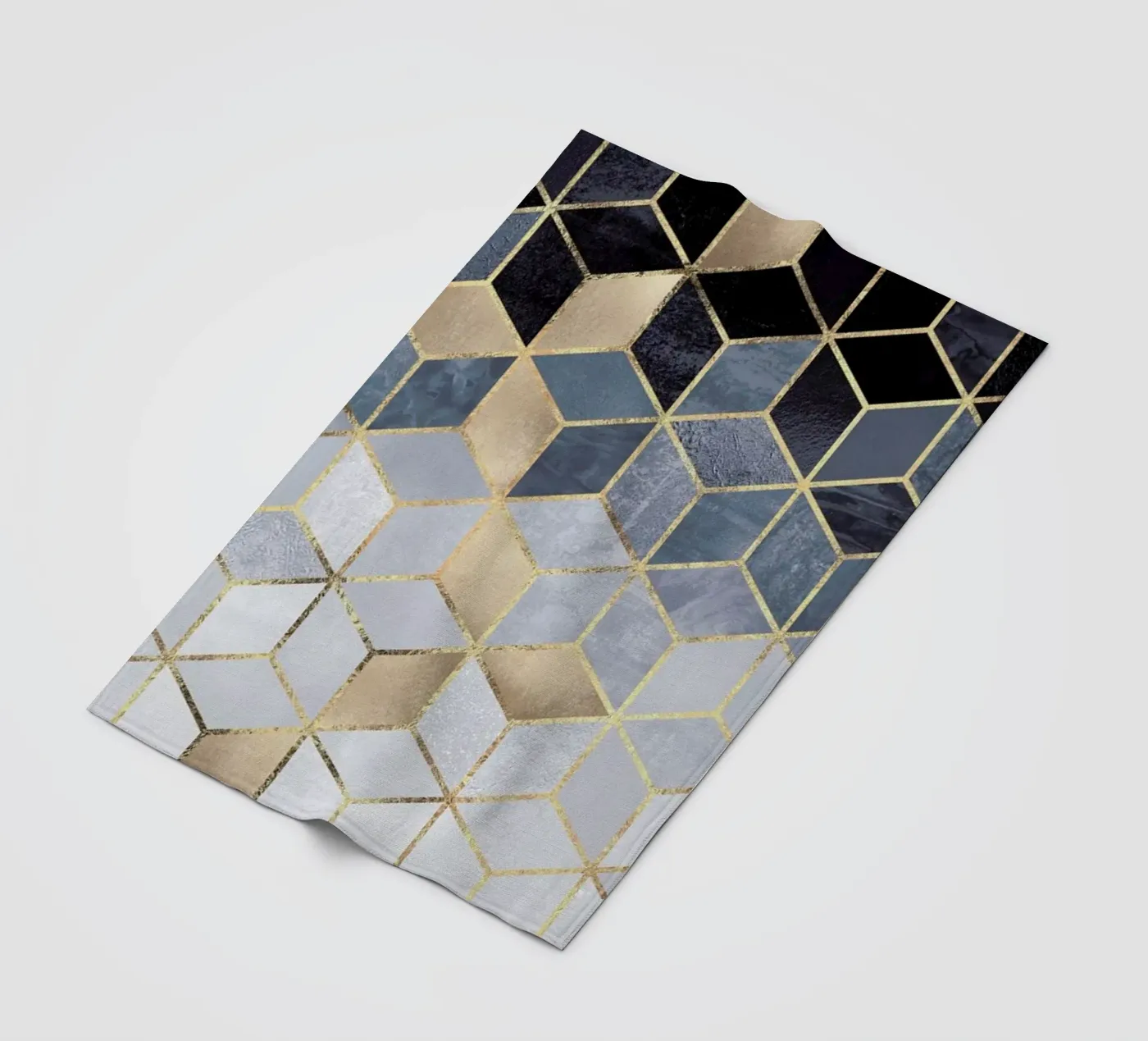 Soft Blue Gradient Cubes fleecedeken van Elisabeth Fredriksson