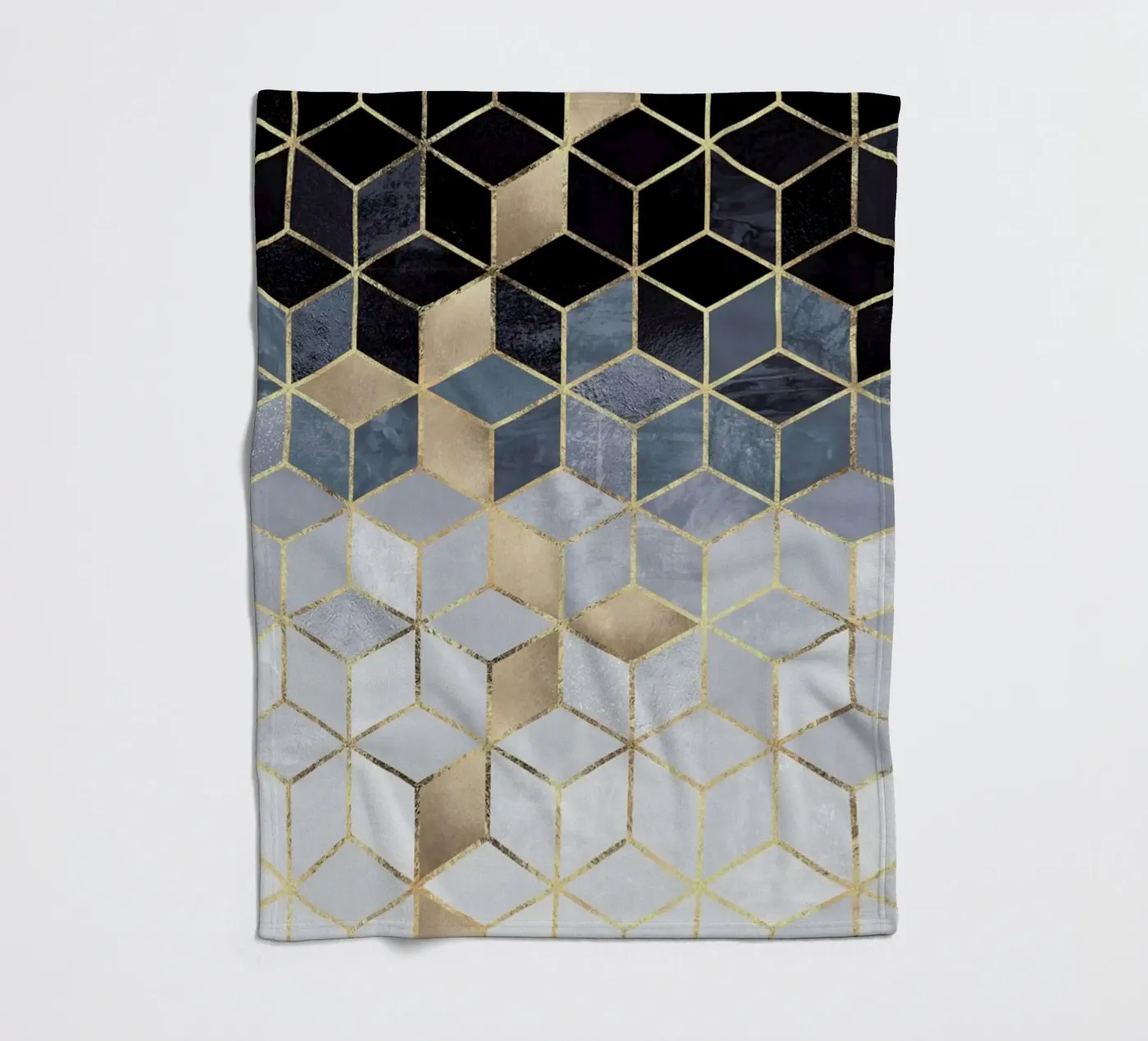 Soft Blue Gradient Cubes fleecedeken van Elisabeth Fredriksson