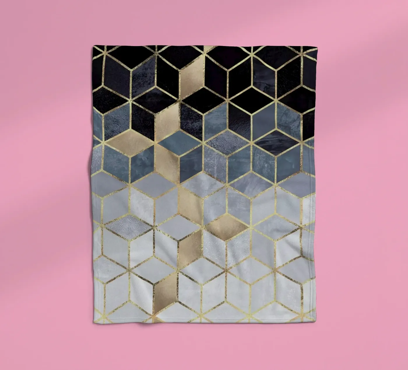 Soft Blue Gradient Cubes fleecedeken van Elisabeth Fredriksson