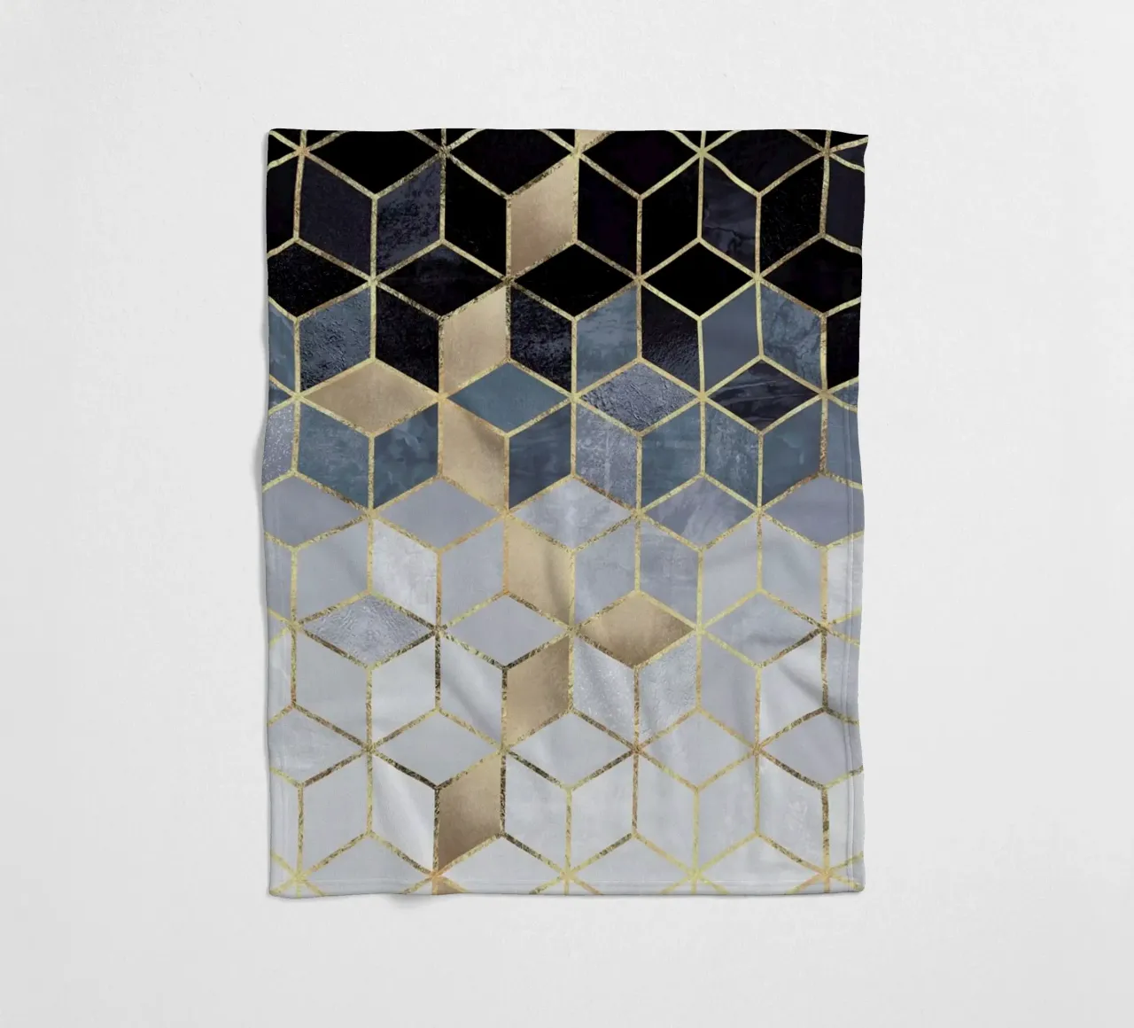 Soft Blue Gradient Cubes Fleecedecke von Elisabeth Fredriksson