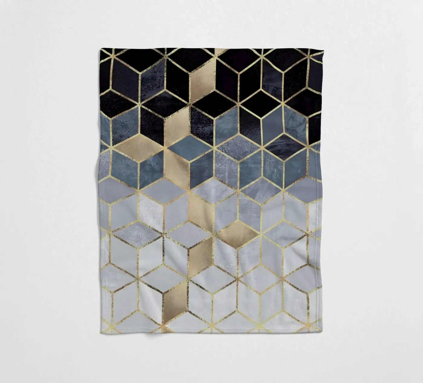 Soft Blue Gradient Cubes fleecedeken van Elisabeth Fredriksson