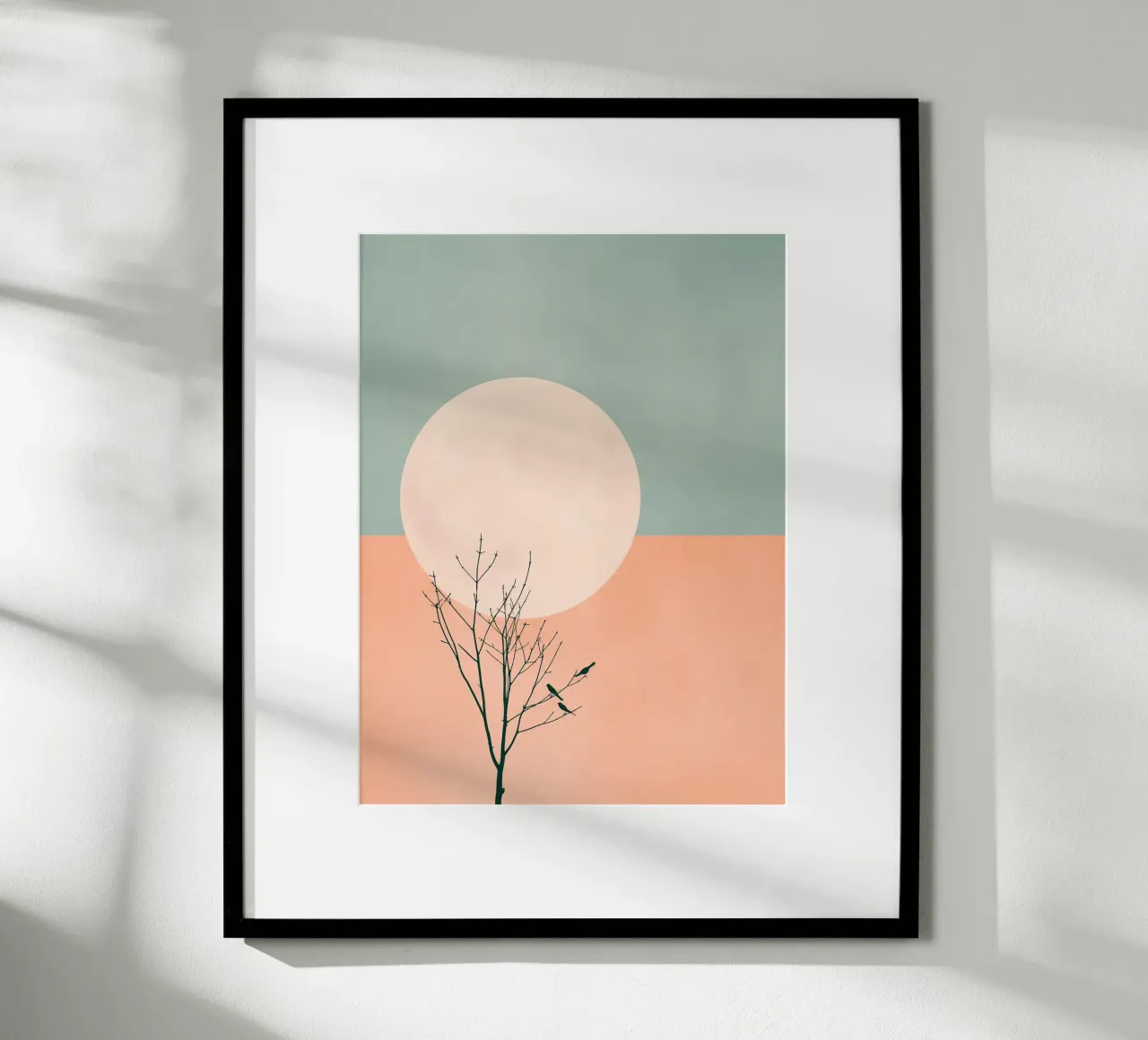 Uccelli e luna piena poster con telaio in plastica da DWA