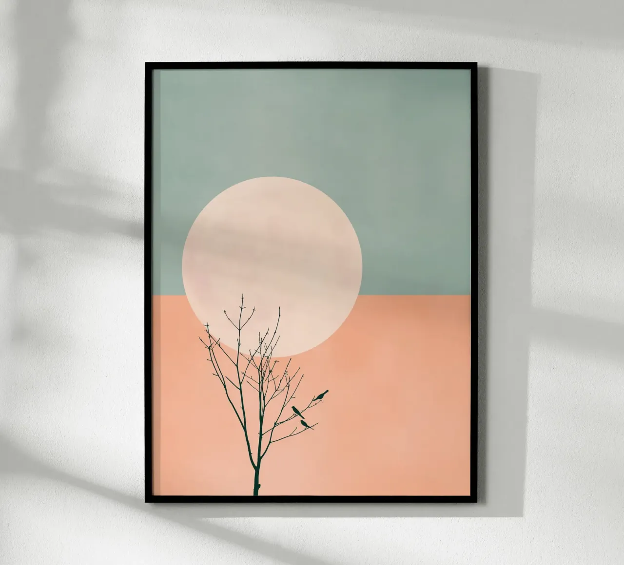Uccelli e luna piena poster con telaio in plastica da DWA