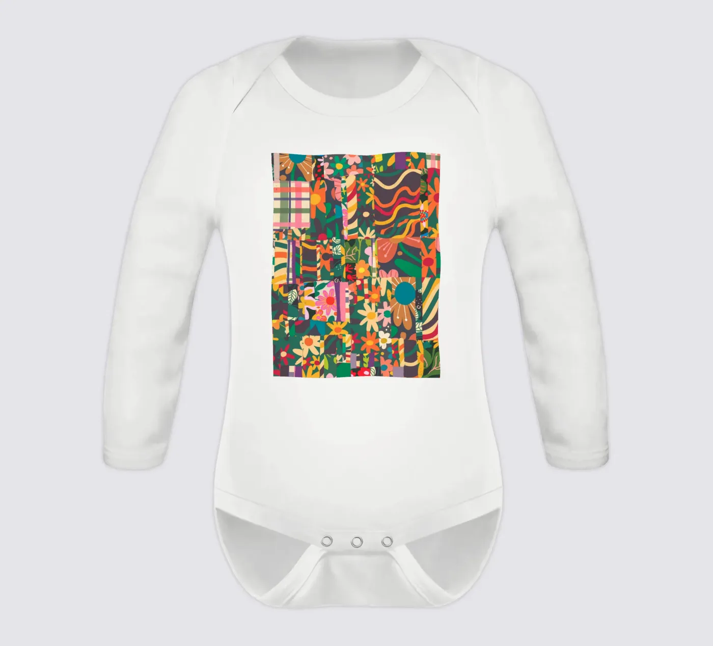 Patchwork long-sleeve baby romper by GigiRosado