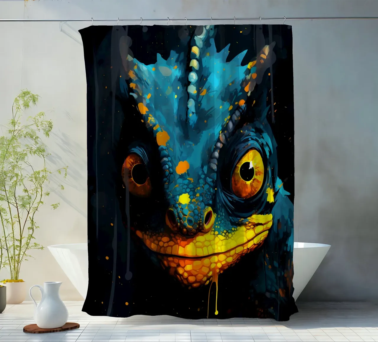 Chameleon Fantasy shower curtain by Mateo