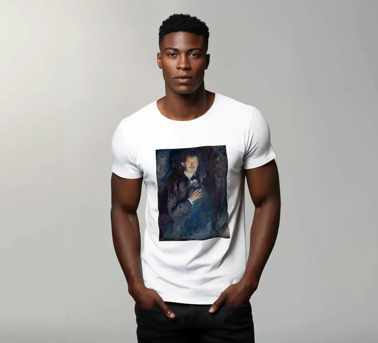 Edvard Munch - Selbstporträt mit brennender Zigarette T-Shirt von Timeless Artworks