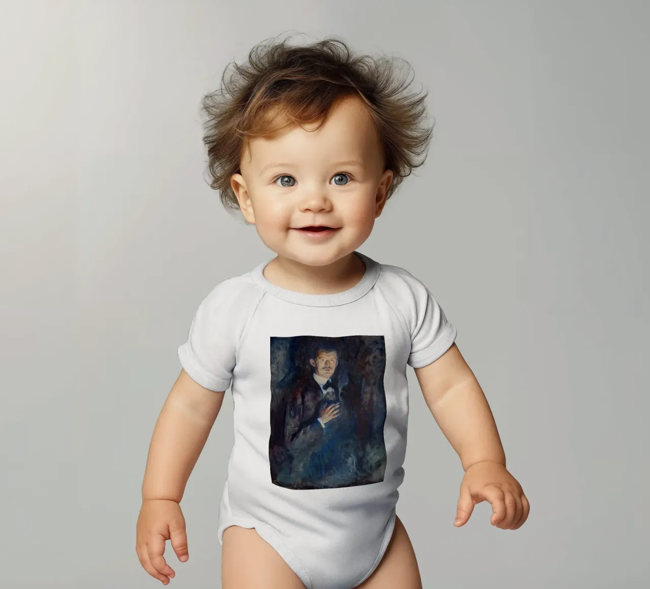 Edvard Munch - Selbstporträt mit brennender Zigarette Kurzarm Babybody von Timeless Artworks