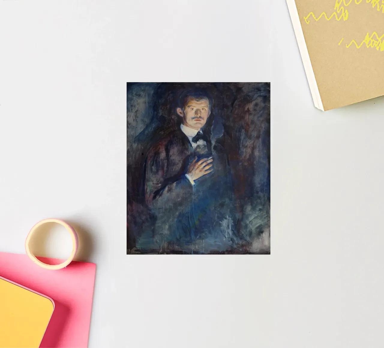 Edvard Munch - Selbstporträt mit brennender Zigarette Sticker von Timeless Artworks