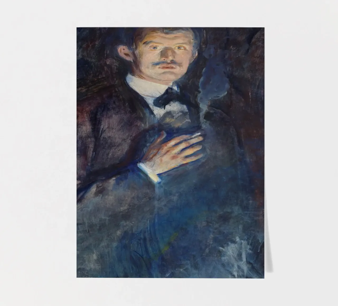 Edvard Munch - Selbstporträt mit brennender Zigarette Stickerbogen von Timeless Artworks