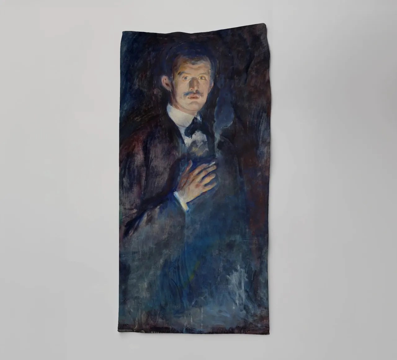 Edvard Munch - Selbstporträt mit brennender Zigarette Handtuch von Timeless Artworks