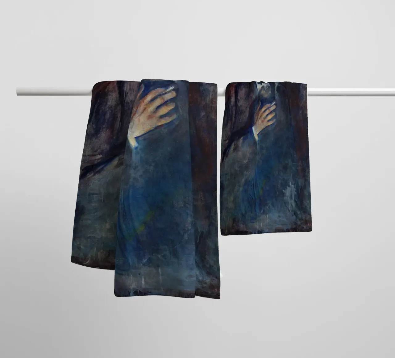 Edvard Munch - Selbstporträt mit brennender Zigarette Handtuch von Timeless Artworks