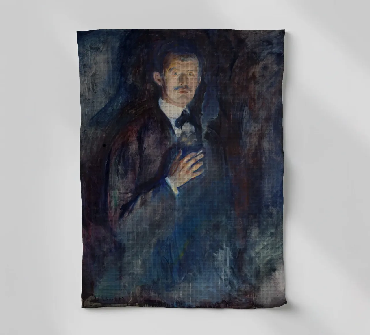 Edvard Munch - Selbstporträt mit brennender Zigarette Geschirrtuch von Timeless Artworks