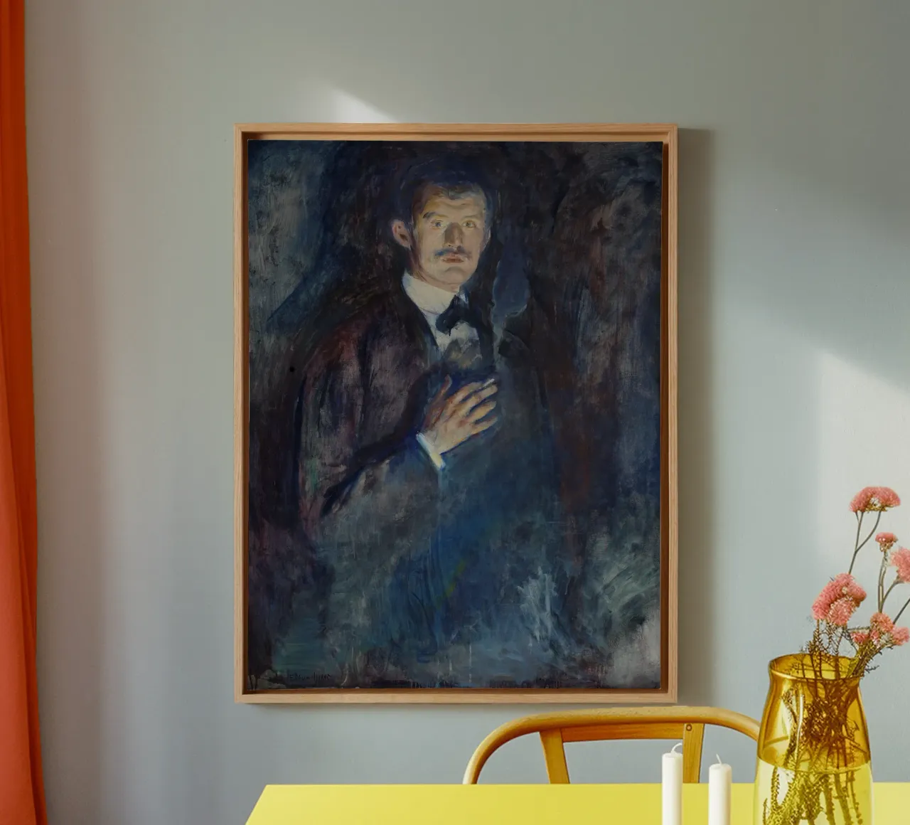 Edvard Munch - Self-Portrait with Burning Cigarette canvas with Floater frame by Timeless Artworks