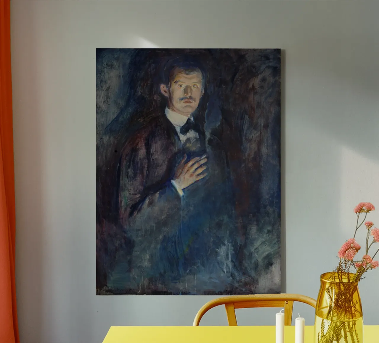 Edvard Munch - Self-Portrait with Burning Cigarette canvas with Floater frame by Timeless Artworks