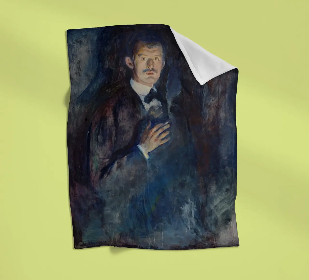 Edvard Munch - Selbstporträt mit brennender Zigarette Fleecedecke von Timeless Artworks