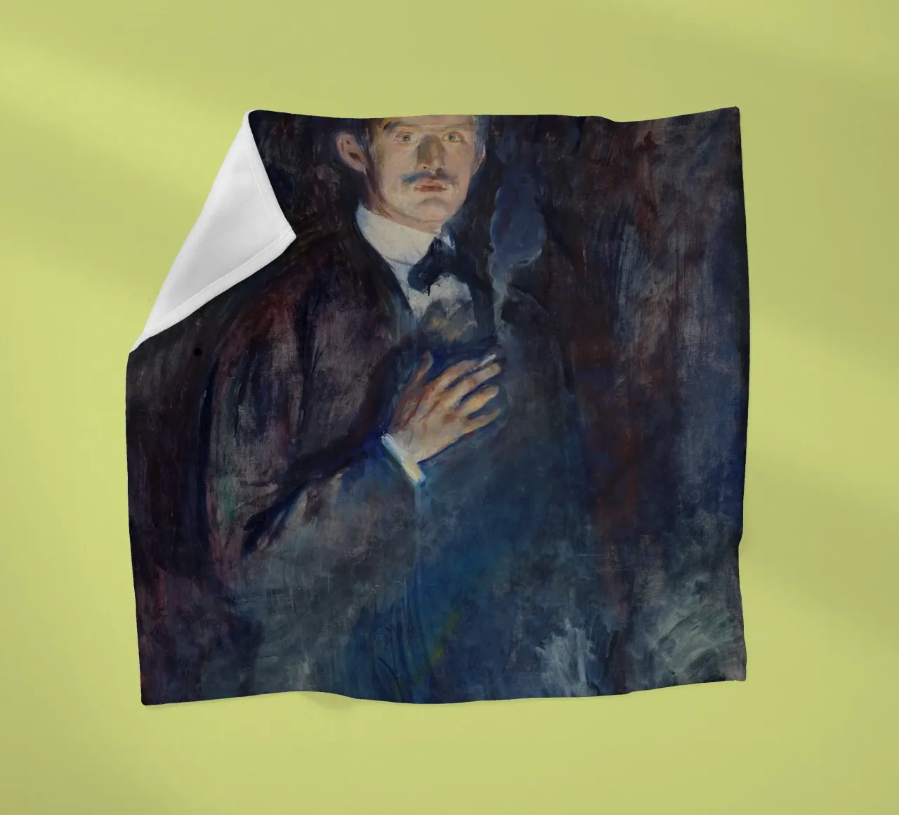 Edvard Munch - Selbstporträt mit brennender Zigarette Fleecedecke von Timeless Artworks