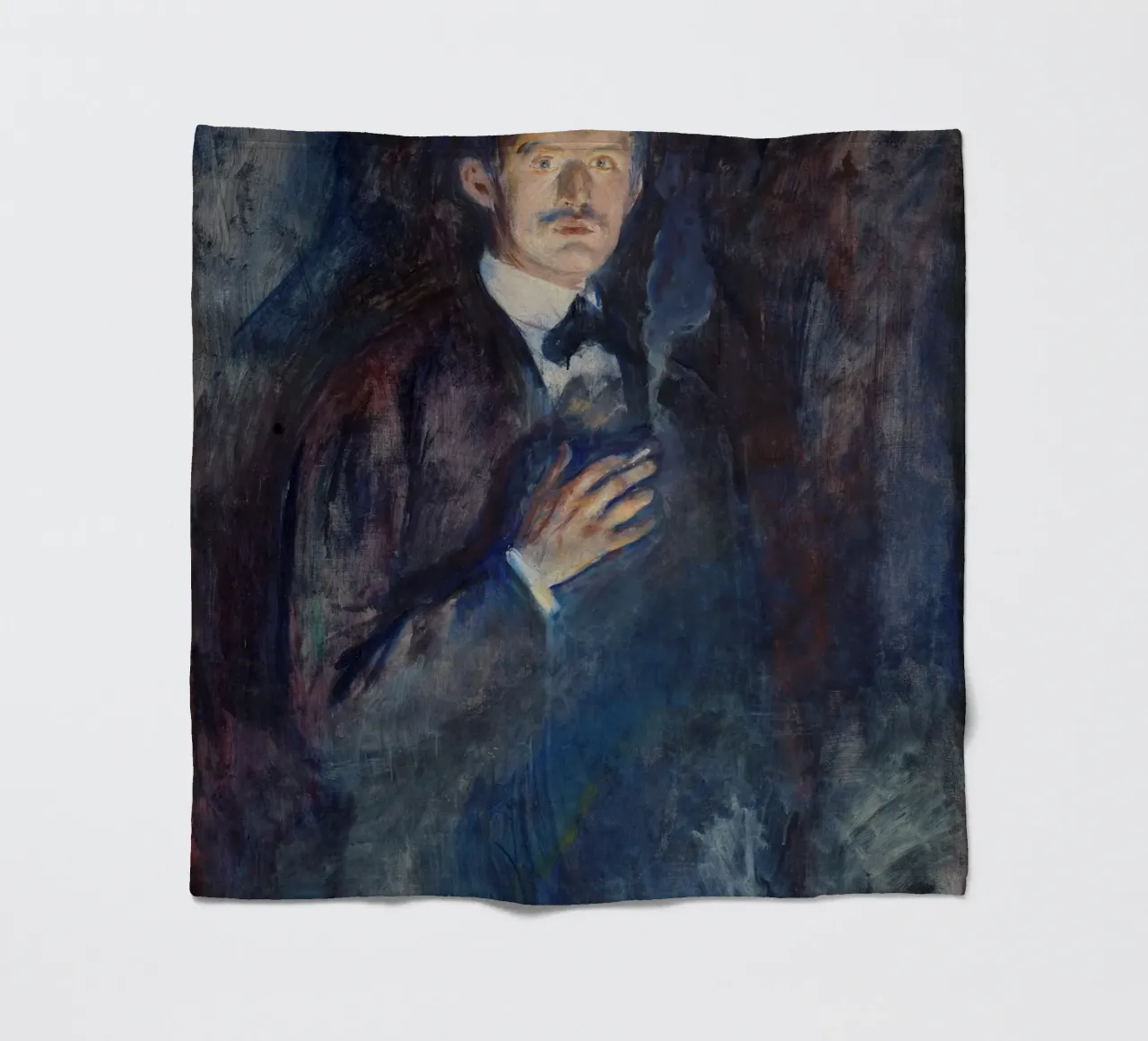 Edvard Munch - Selbstporträt mit brennender Zigarette Fleecedecke von Timeless Artworks
