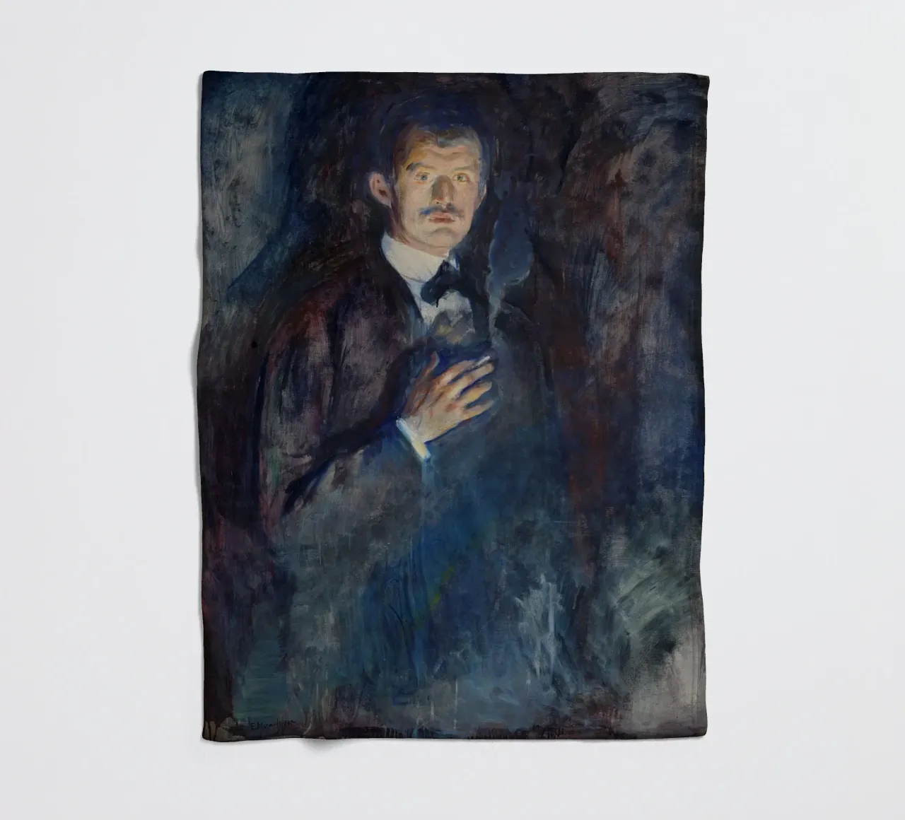Edvard Munch - Selbstporträt mit brennender Zigarette Fleecedecke von Timeless Artworks