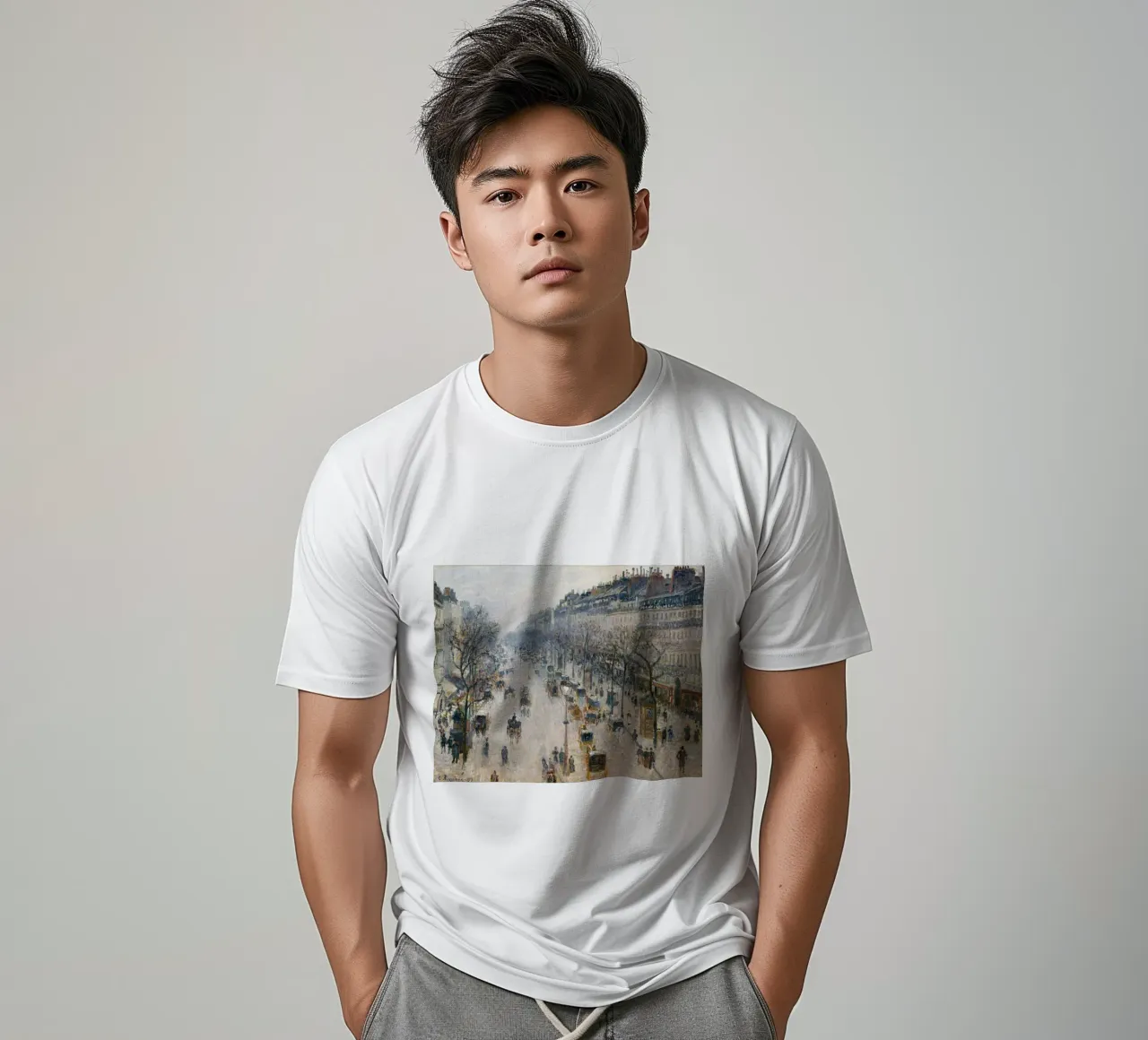 Pissarro - The Boulevard Montmartre on a Winter Morning t-shirt by Timeless Artworks