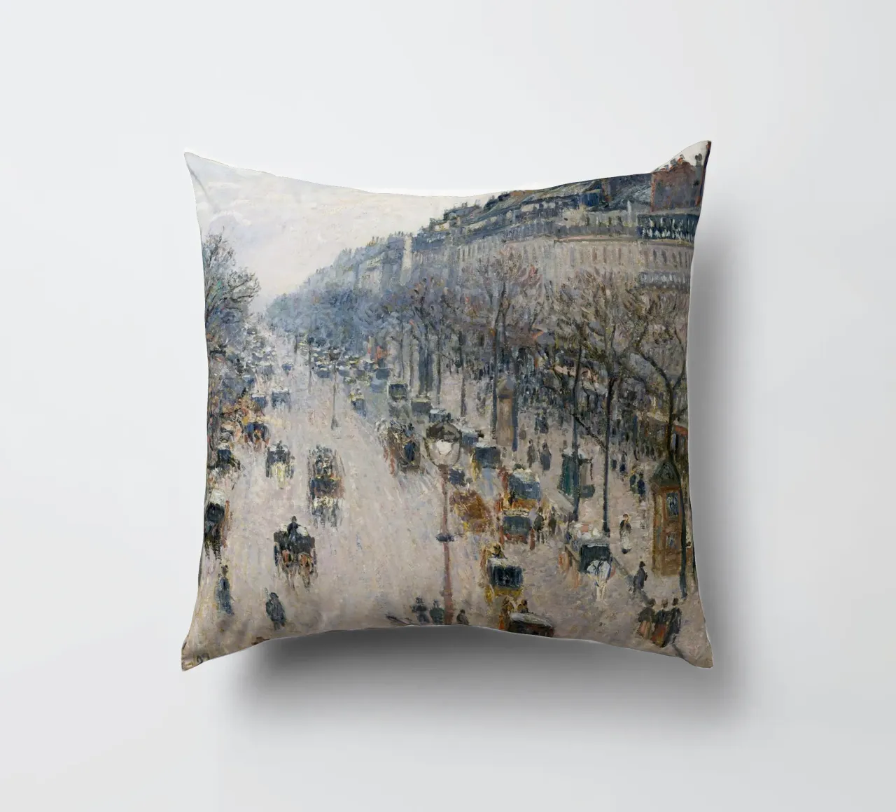Pissarro - Il boulevard Montmartre in una mattina d'inverno cuscino da Timeless Artworks