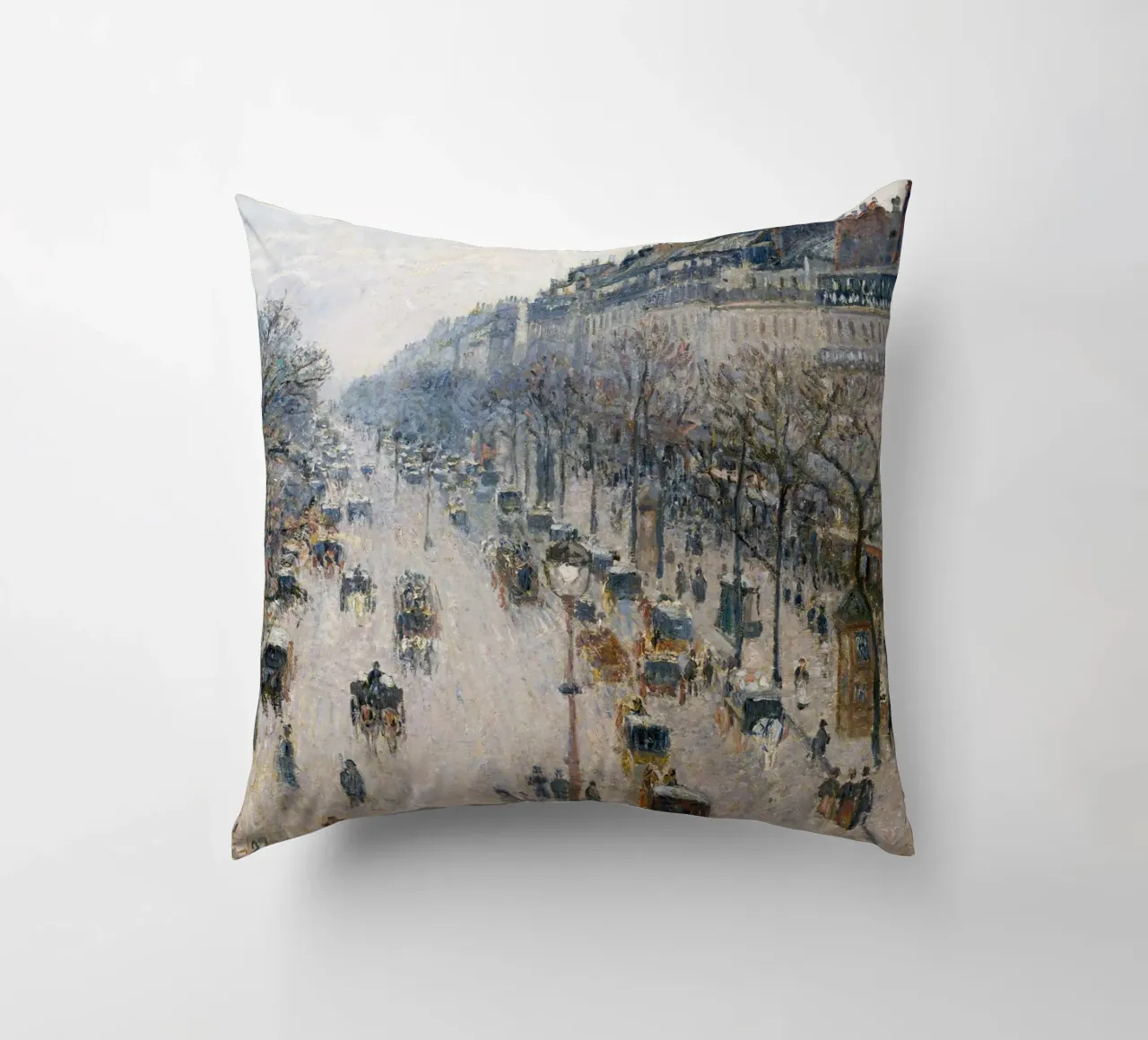 Pissarro - Il boulevard Montmartre in una mattina d'inverno cuscino da Timeless Artworks