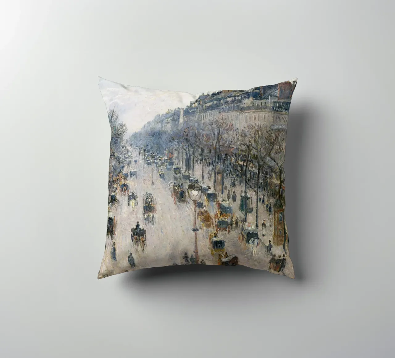 Pissarro - Il boulevard Montmartre in una mattina d'inverno cuscino da Timeless Artworks