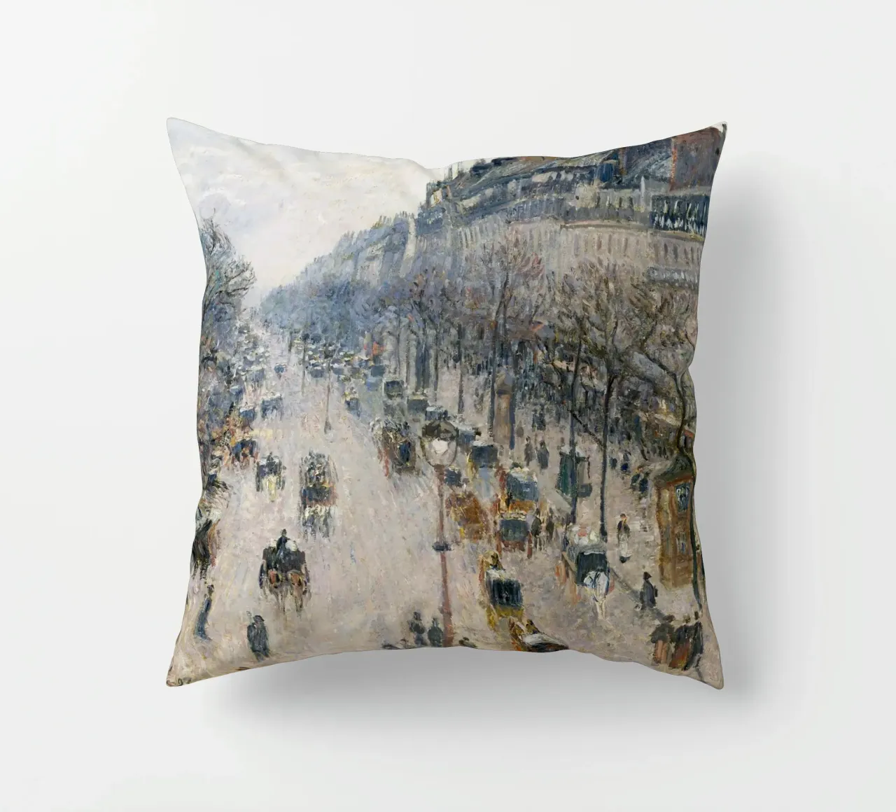 Pissarro - Il boulevard Montmartre in una mattina d'inverno cuscino da Timeless Artworks