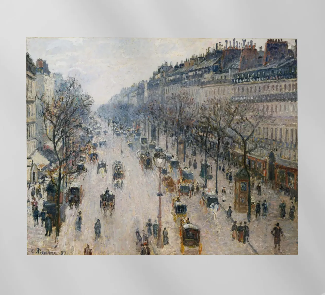 Pissarro - Il boulevard Montmartre in una mattina d'inverno pellicola backlit da Timeless Artworks