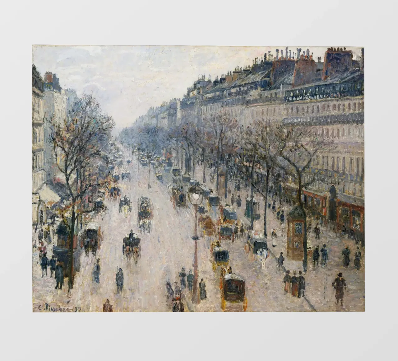 Pissarro - Il boulevard Montmartre in una mattina d'inverno pellicola backlit da Timeless Artworks