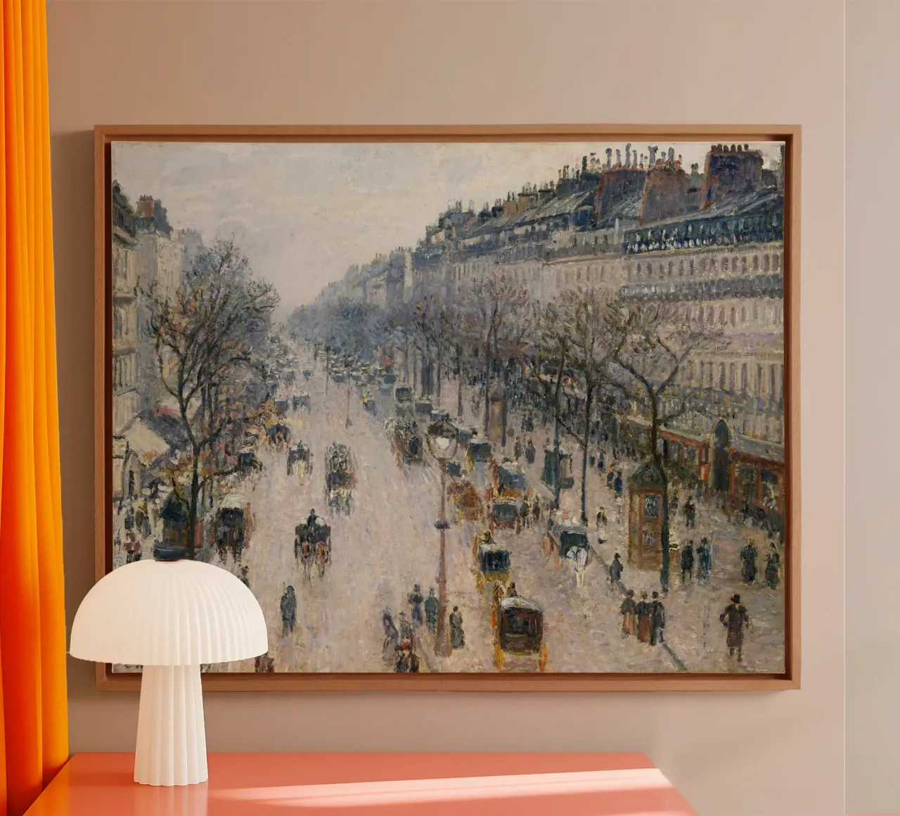 Pissarro - Il boulevard Montmartre in una mattina d'inverno tela con Cornice a cassetta da Timeless Artworks