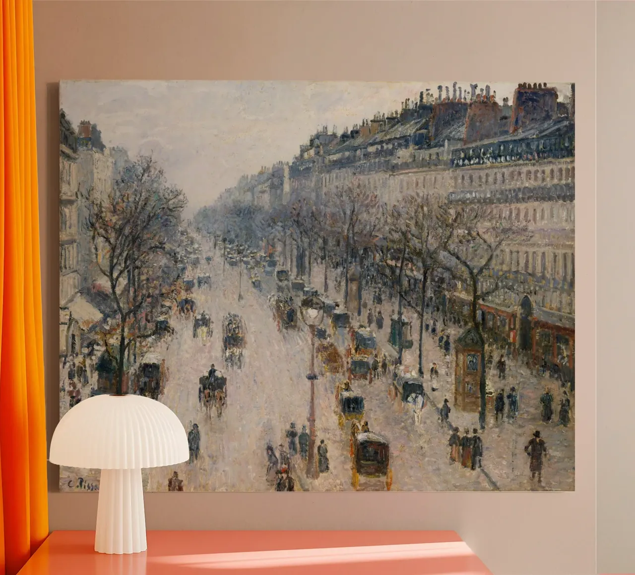 Pissarro - Il boulevard Montmartre in una mattina d'inverno tela con Cornice a cassetta da Timeless Artworks