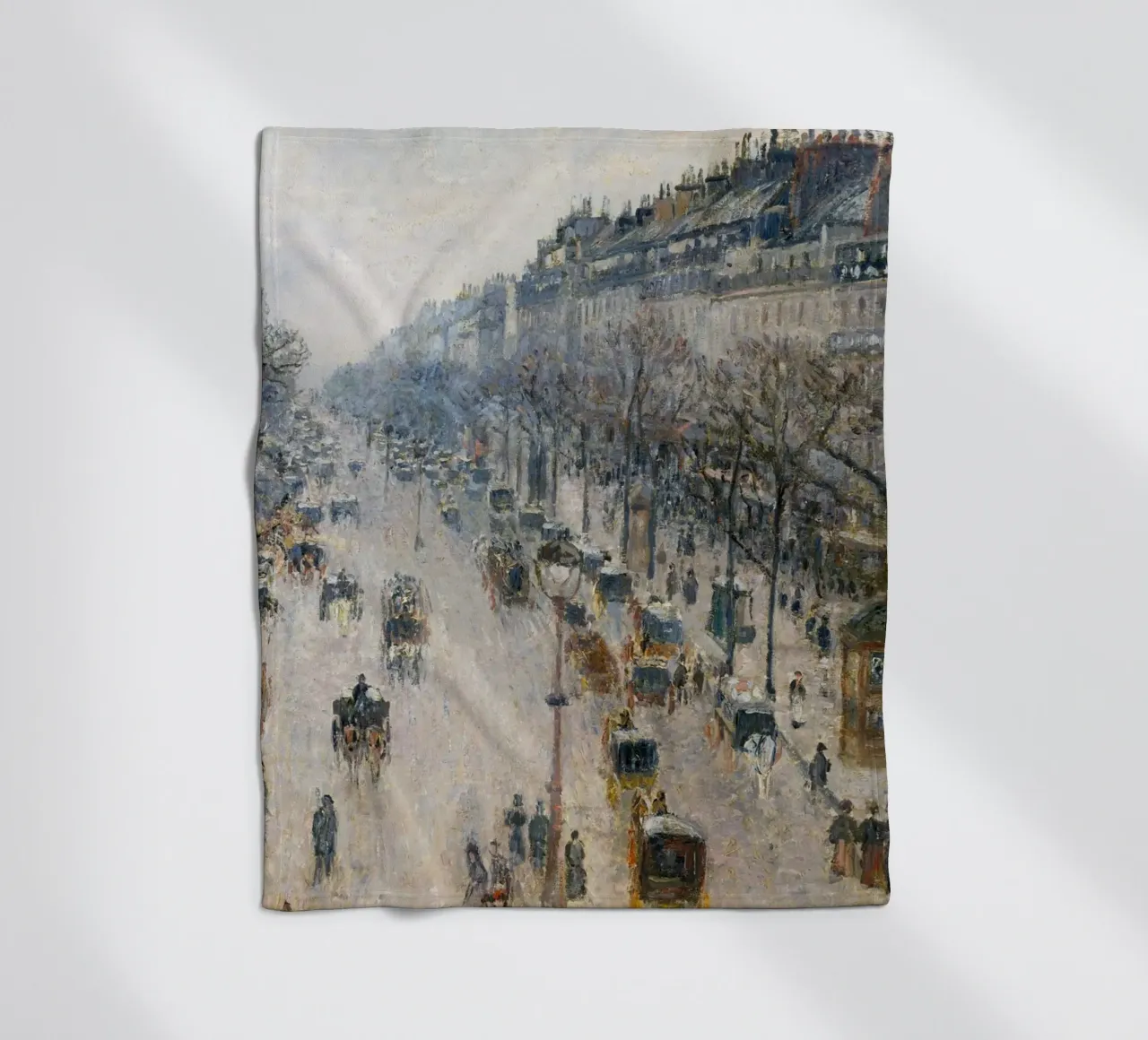 Pissarro - Il boulevard Montmartre in una mattina d'inverno coperta in pile da Timeless Artworks