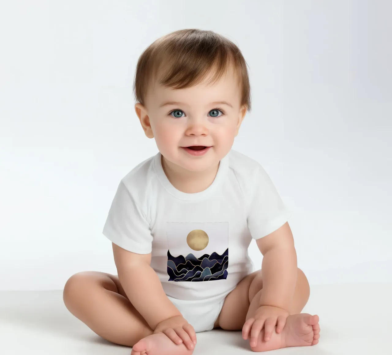 Waves short-sleeve baby romper by Elisabeth Fredriksson