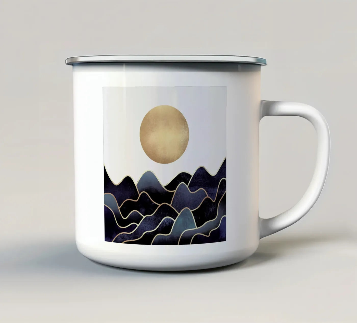 Waves enamel mug by Elisabeth Fredriksson