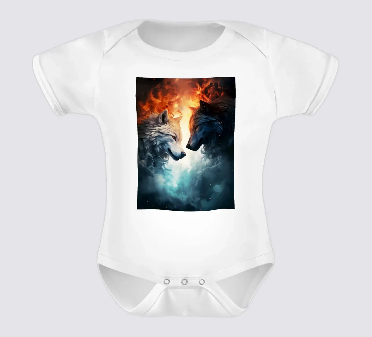 Wolves Fantasy short-sleeve baby romper by Mateo
