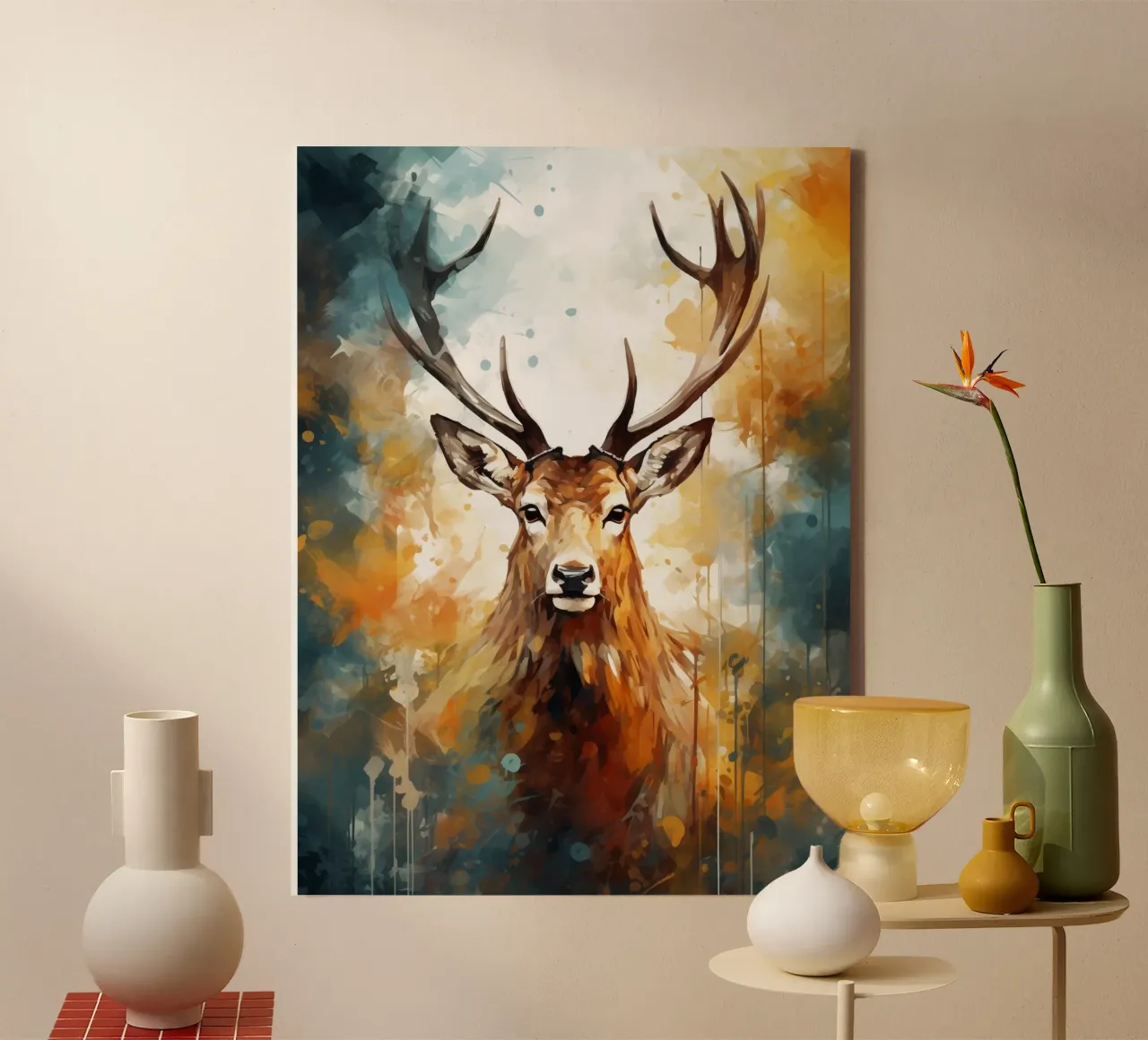 Deer Abstract tela con Cornice a cassetta da Mateo